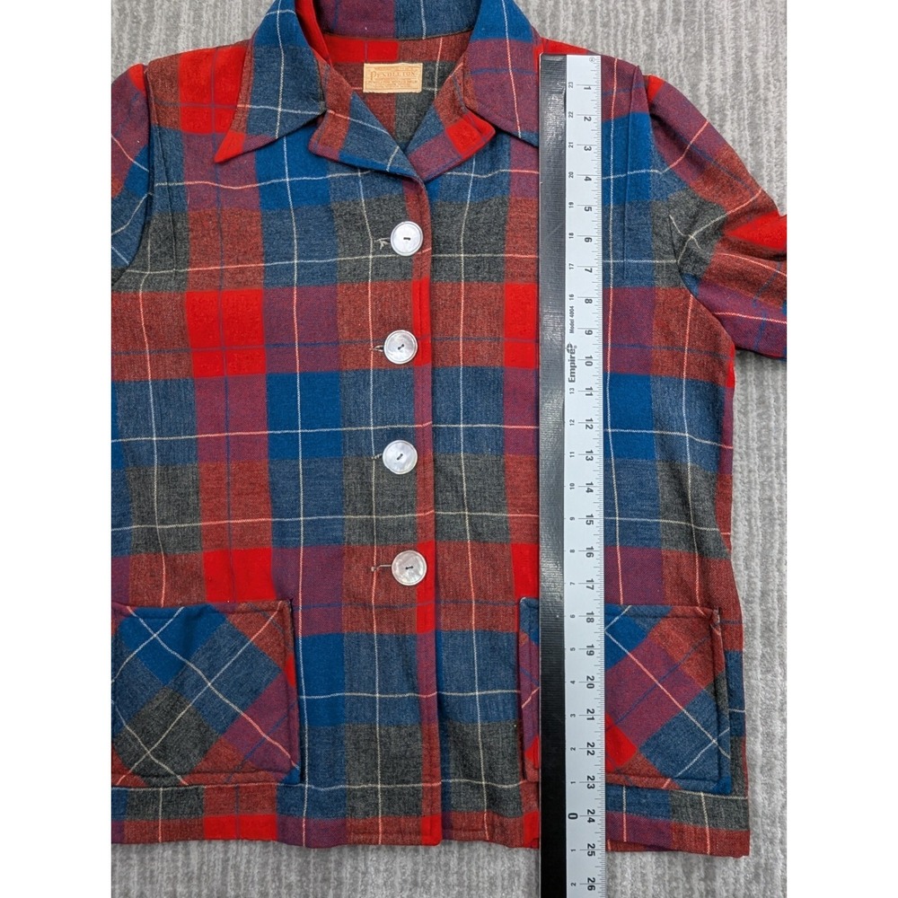 Vintage 50s Pendleton Cardigan Sweater Womens Medium Tartan Plaid 100% Wool USA - Picture 12 of 15